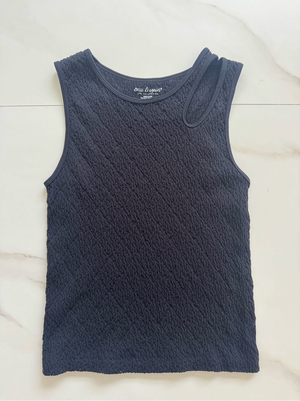 Textured Black Tank Top by